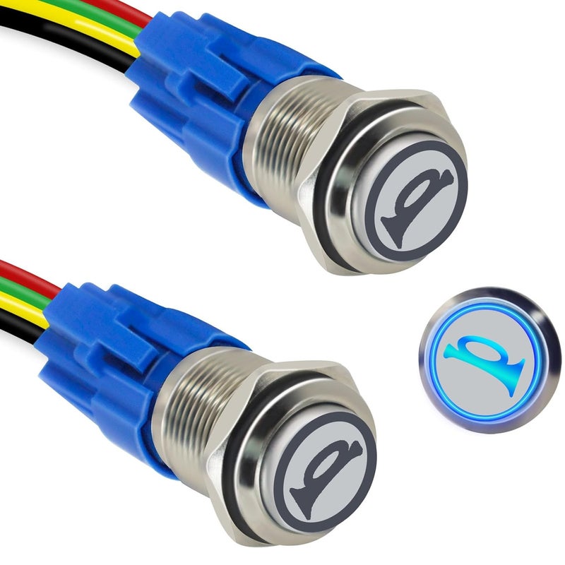 Gephynm 2PCS Horn Button, Momentary Push Button Switch, Horn Switch for Car Modification, Push Button Switch a Tail Plug Harness - Image 1